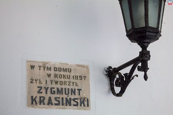 Zloty Potok, Muzeum Regionalne im. Zygmuta Krasinskiego, tabliczka przed wejsciem, 
